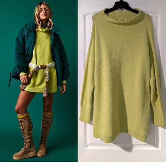 Free People Lime Green Turtleneck Sweater - Picture 1 of 13